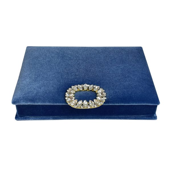 Blue velvet wedding invitation box