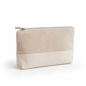 khaki and natural zippered canvas make up bag