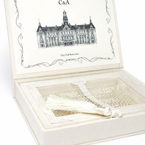 Ivory velvet invitation box
