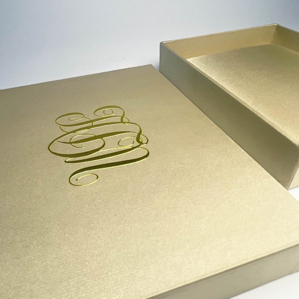 Boxed monogram wedding invitation