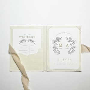 Luxury linen fabric invitation folio