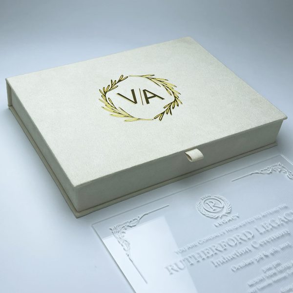 Monogram wedding box for acrylic cards