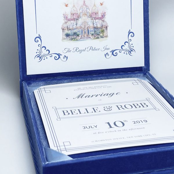 Velvet fabric invitation box