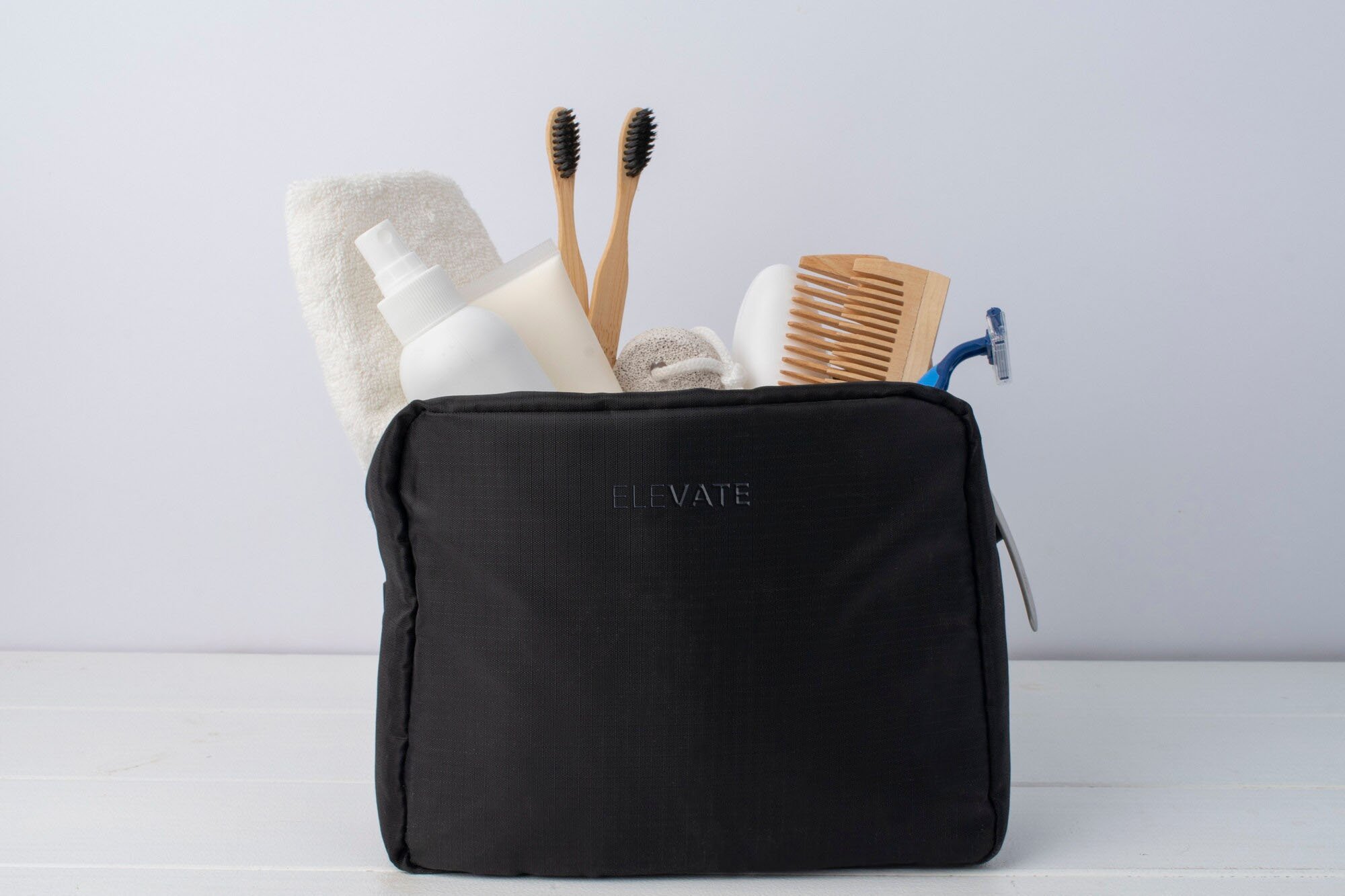 Black custom logo toiletry bag