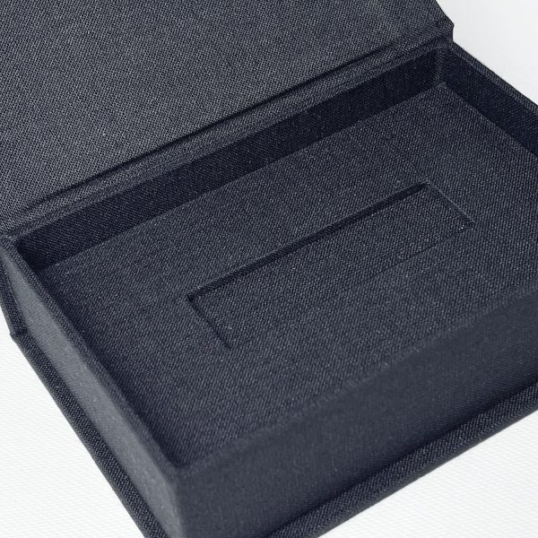 View of the inside of our linen USB storage box