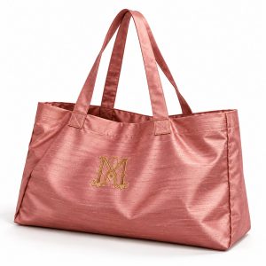 Luxury faux Thai silk tote bag with elegant Dupioni-style texture