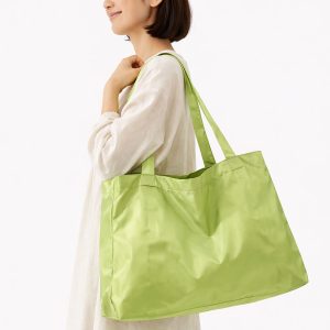 Large green silk tote bag for beach and freetime from Chiang mai, Thailand