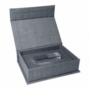 grey linen USB storage box