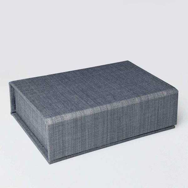 Charcoal linen USB holder box with magnet closure