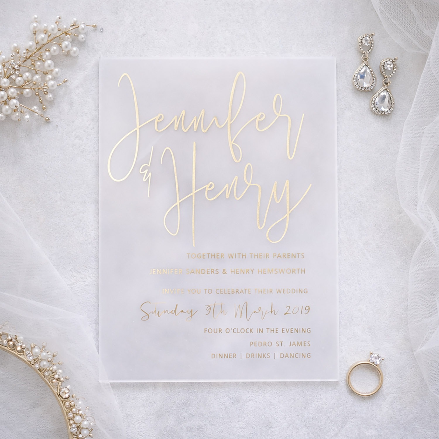 Frosted Acrylic Wedding Invitation Card