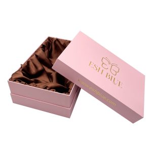 Luxury pink rigid box with foil stamped logo