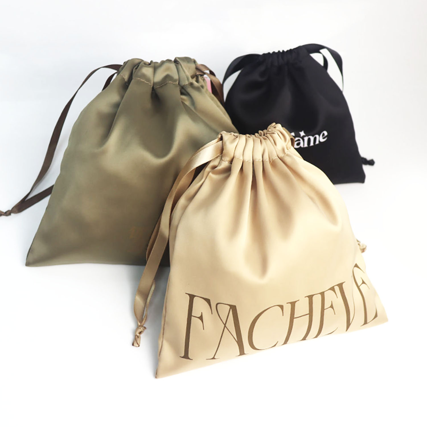 satin silk drawstring bag with custom logo