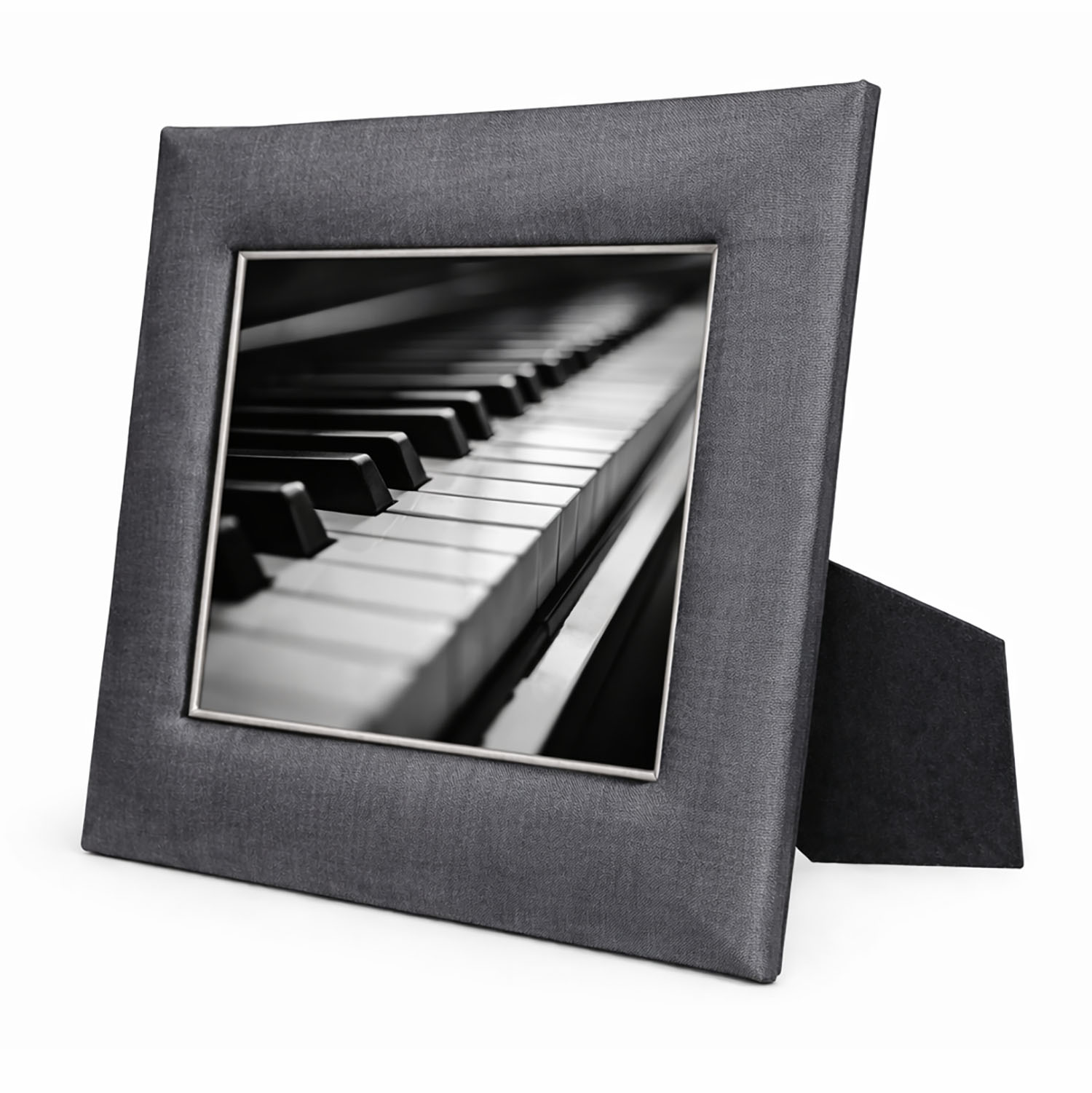 Charcoal grey Thai silk photo frame, handmade in Chiang Mai, Thailand