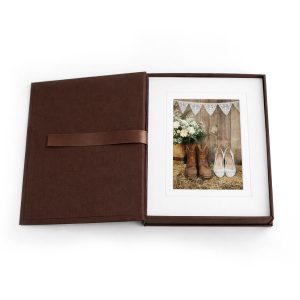 Chocolate brown linen photo storage box, handmade with love in Chiang Mai, Thailand