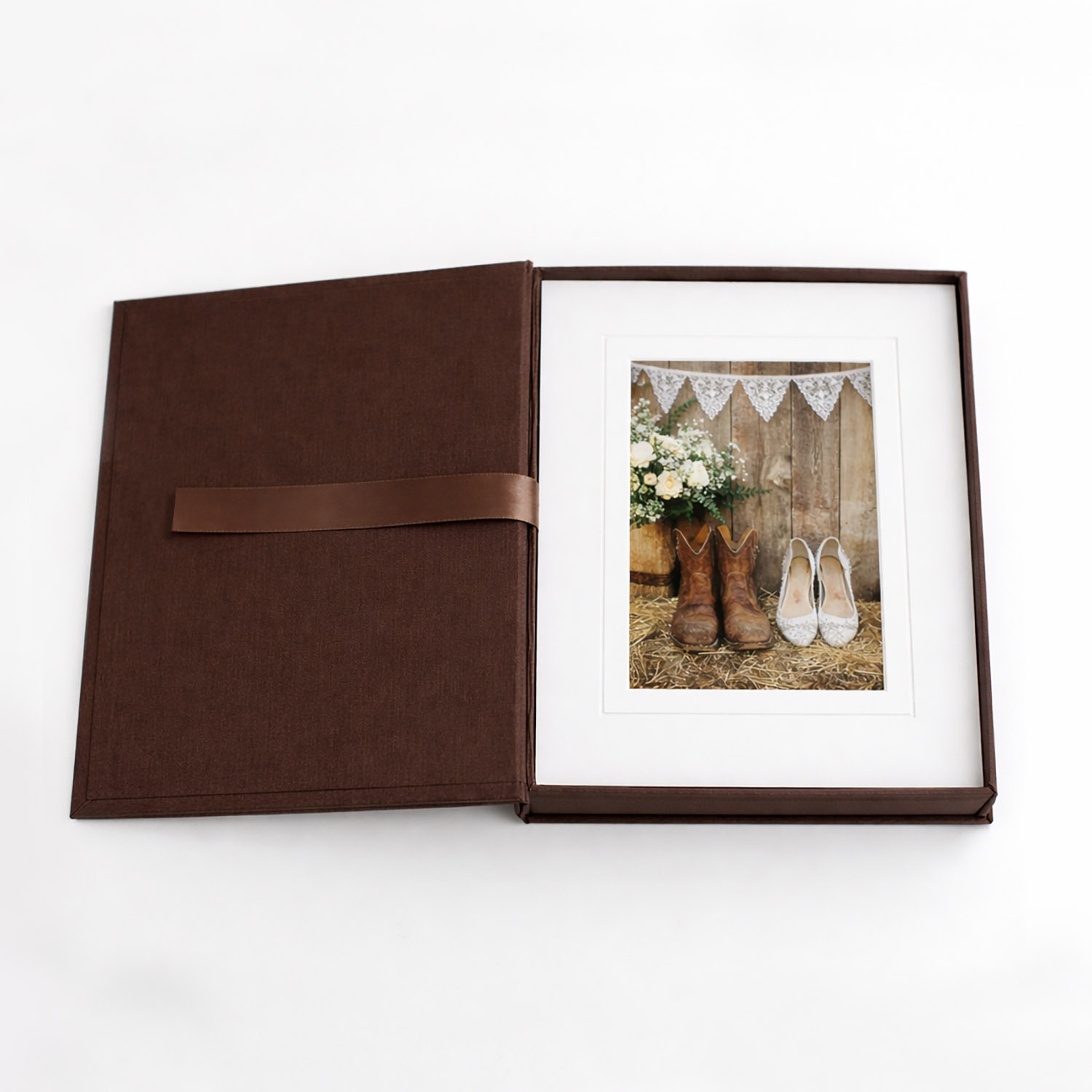 Linen presentation box from Thailand in chocolate brown