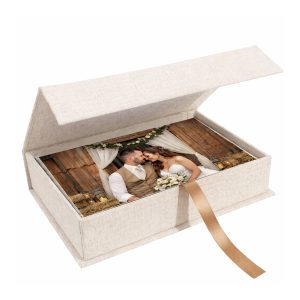 Natural Linen Storage Box for 4×6 Photos
