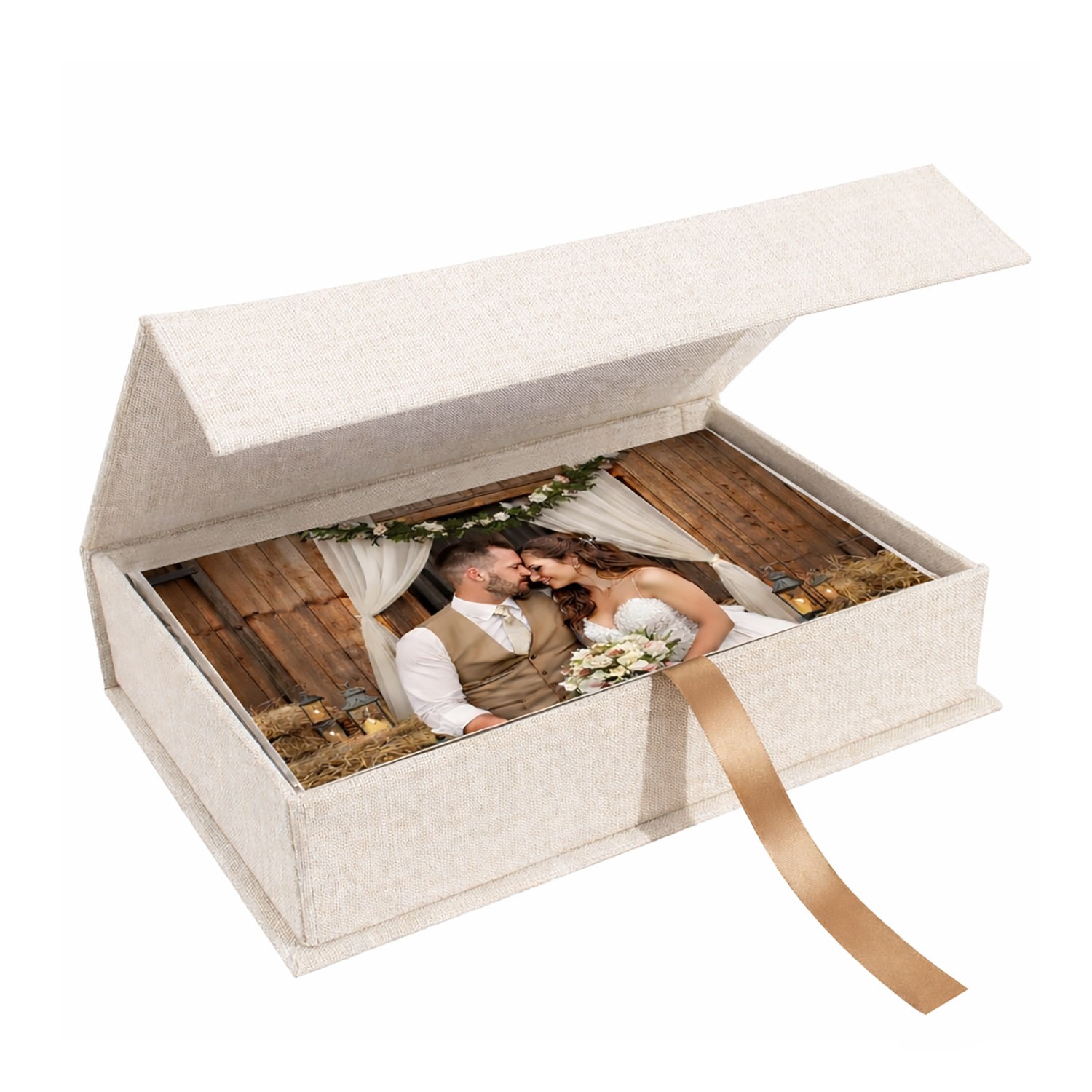 Natural Linen Storage Box for 4×6 Photos