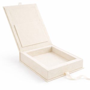 Plain cream color linen box for wedding invitation cards