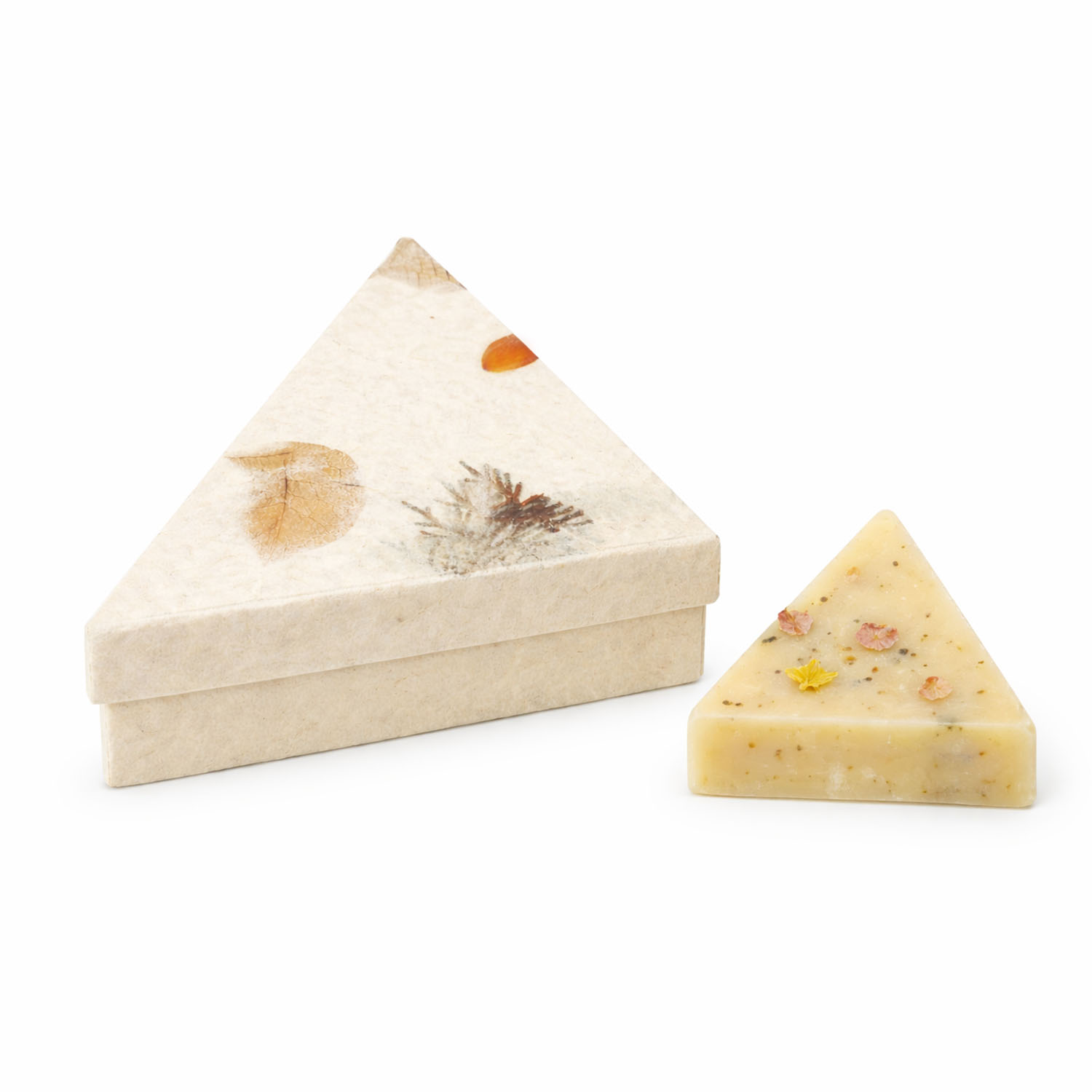 Handmade triangle shaped mulberry paper soap packaging box