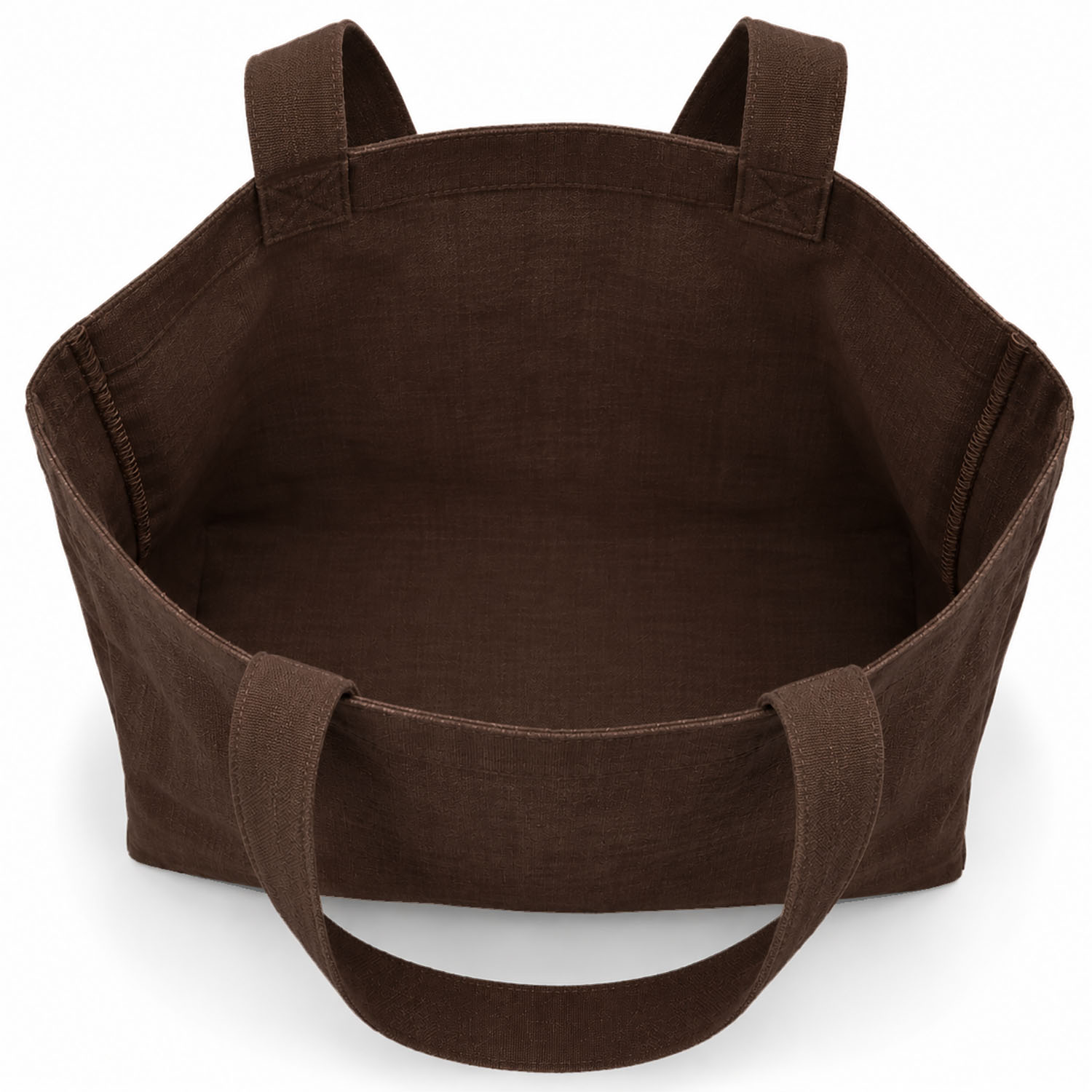 Interior dark brown hemp tote bag
