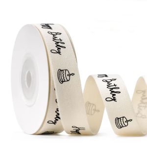 Natural Herringbone Cotton Band Ribbon