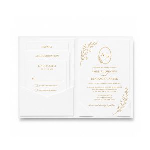 Luxury white paper invitation folio for 6 x 8 inch invitation cards