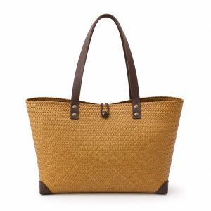 Thai Seagrass Bag With Leather Shoulder Straps