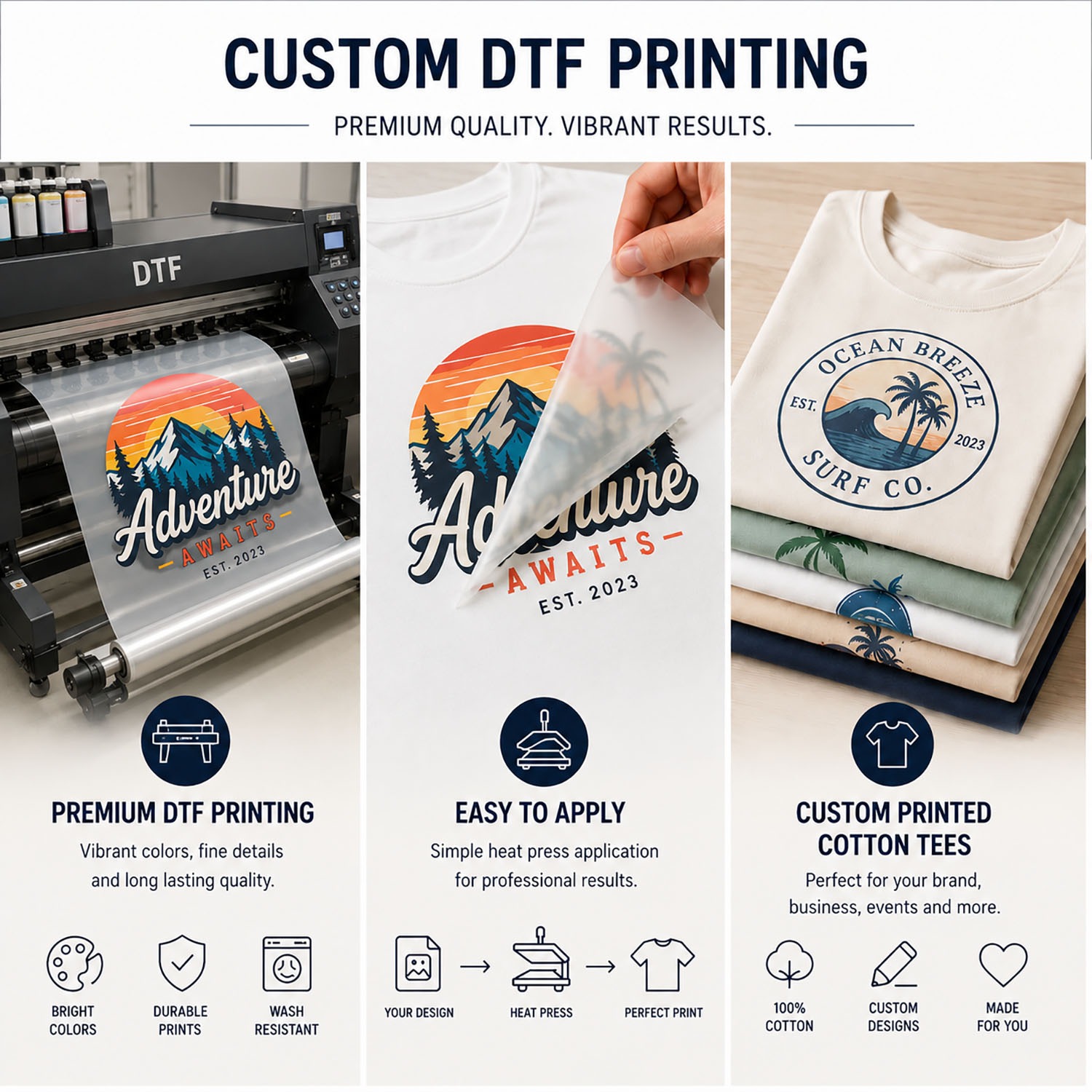 DTF printed custom shirts