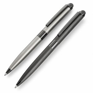 frosted metal ball pen silver and charcoal