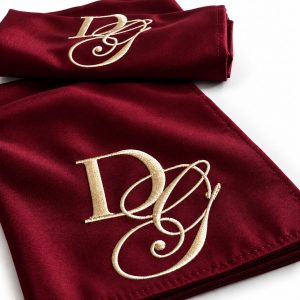 burgundy monogram embroidered napkin