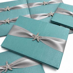 Luxury Book Fold Beach Wedding Invitation