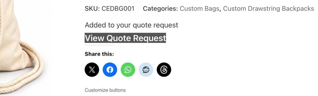 Review selected products in the wholesale quote request